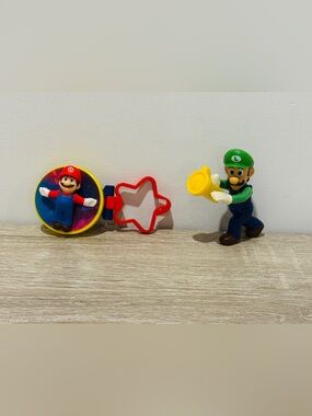 2023 McDonald's Super Mario Bros Movie Happy Meal Toy Lot - Luigi & Mario